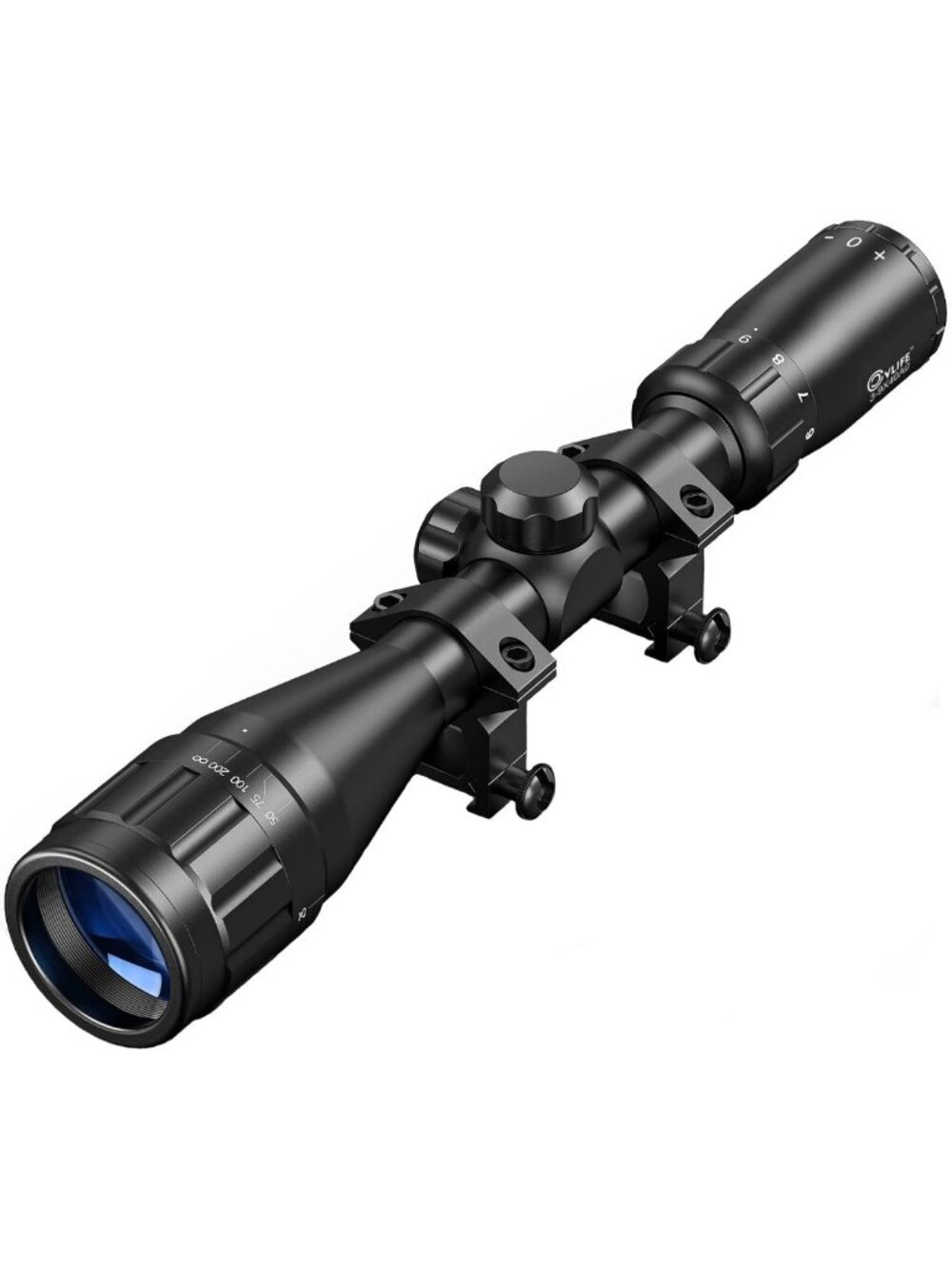 3-9x40 AO Rifle Scope with R4 Reticle, Adjustable Optics & Mounts - Precision